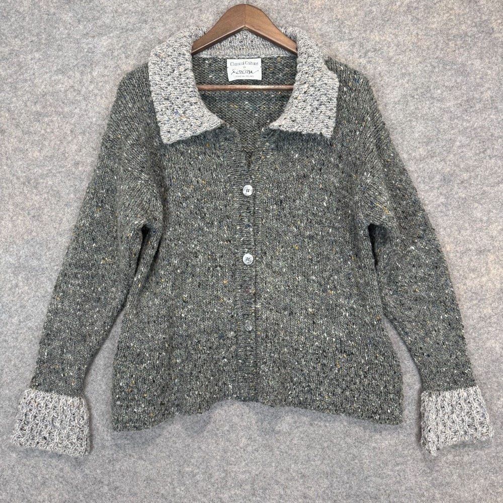 Classical Culture Rossano Donegal Wool Cardigan Sweater Large Speckled Ireland